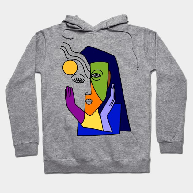 Abstract Art Face Portrait Hoodie by Ben Foumen